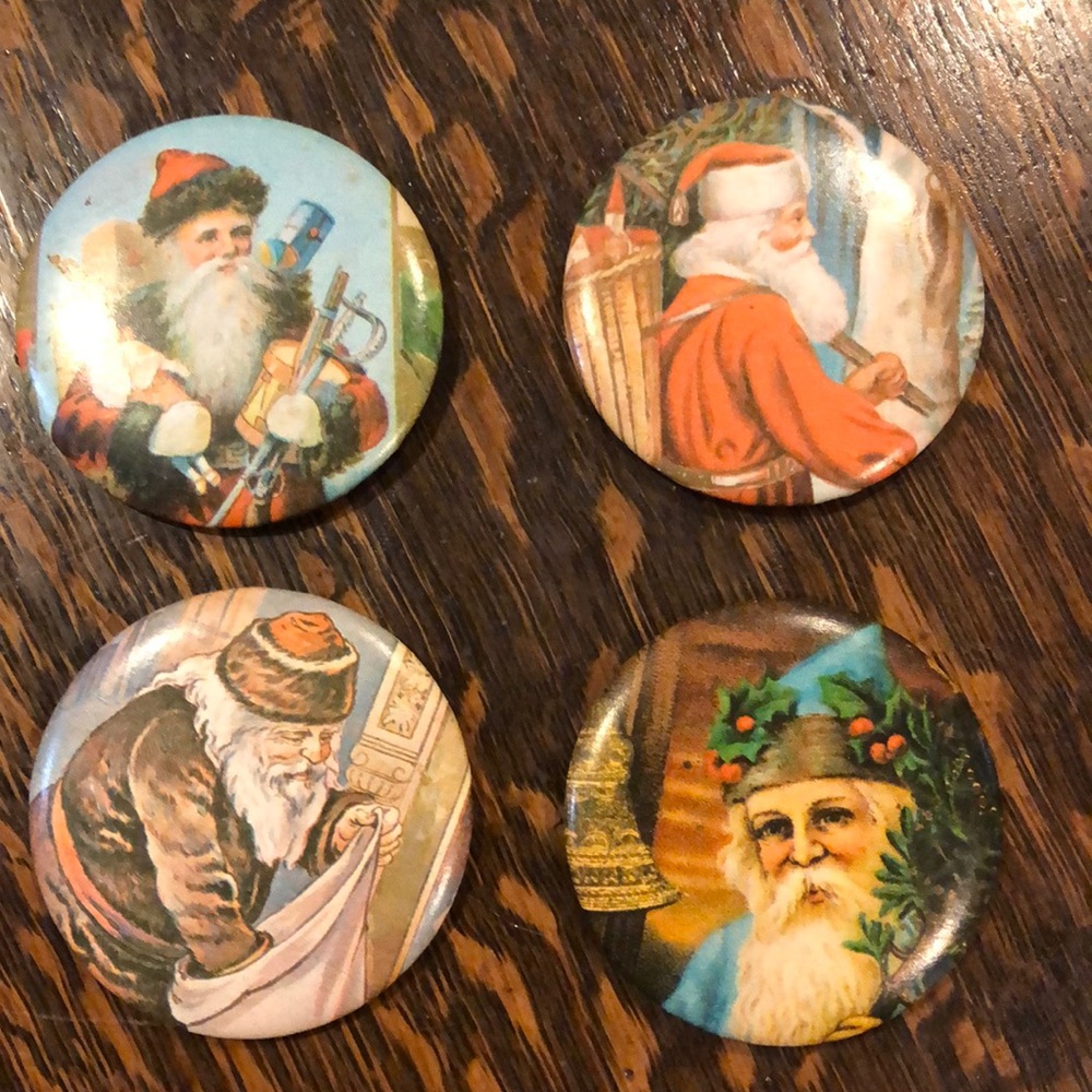 Four Vintage Santa Mirrors